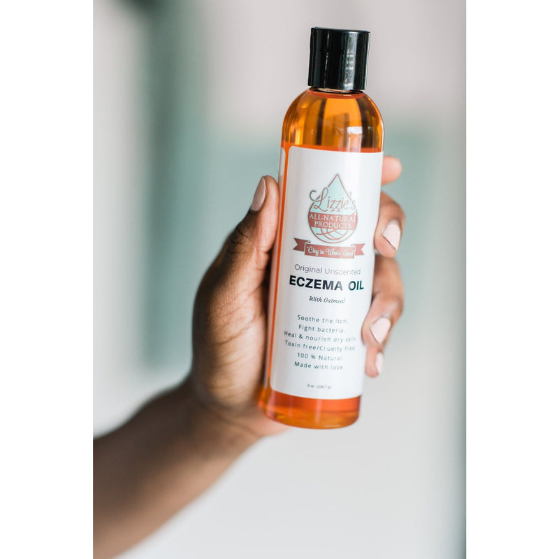 Lizzie's All-natural Products Lizzies Eczema Oil Light Gray Lavender Chamomile 8 oz.,Eucalyptus Chamomile 8 oz.,Original Unscented 8 oz.,Lavender Chamomile 4 oz.,Eucalyptus Chamomile 4 oz.,Original Unscented 4 oz.