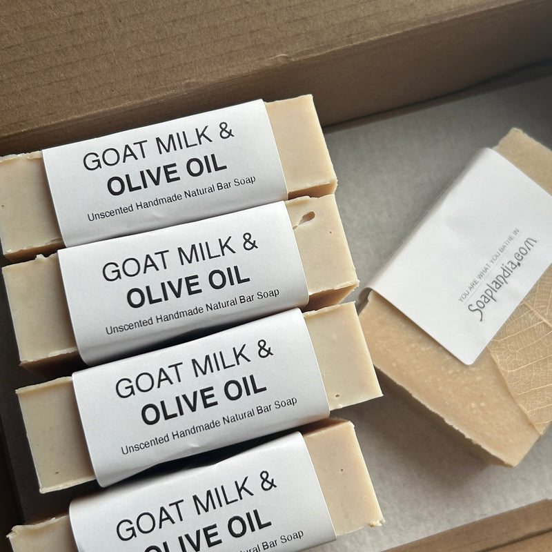 Soaplandia Soap Store Goat Milk & Olive Oil Bar Soap, Unscented Bar Soap Light Gray