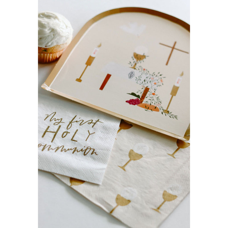 Be A Heart First Communion Dinner Plates Disposable Tableware Gray