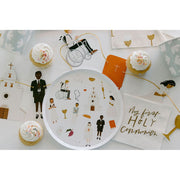Be A Heart First Communion Cocktail Plates Disposable Tableware Gray