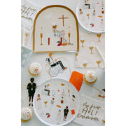 Be A Heart First Communion Dinner Plates Disposable Tableware Gray