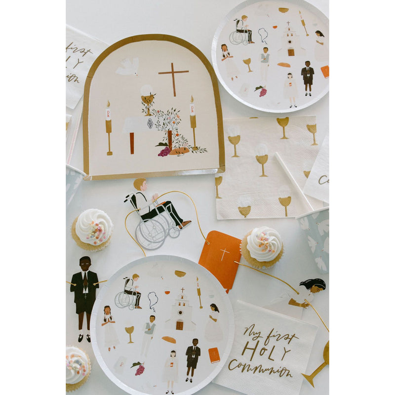 Be A Heart First Communion Dinner Napkins Disposable Tableware Gray