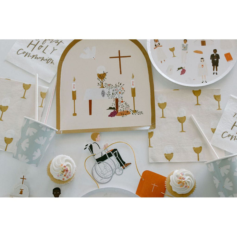 Be A Heart First Communion Dinner Napkins Disposable Tableware Gray