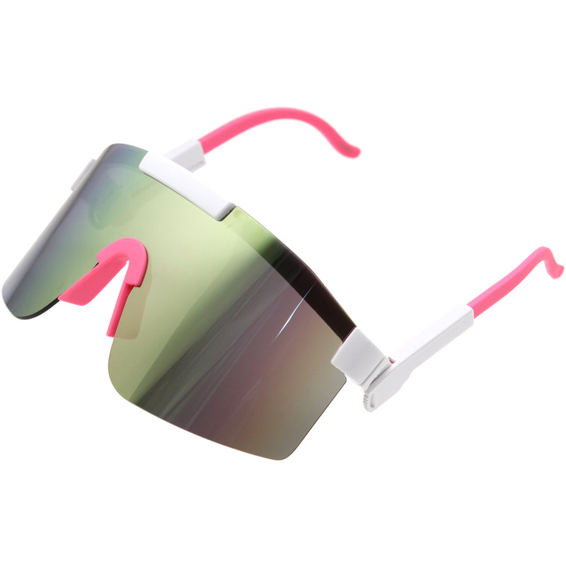 zeroUV Adjustable Futuristic Side Panel Cyberpunk Monoblock Shield Sunglasses D266 Sunglasses White Smoke White / Pink Mirror,Black / Smoke,Yellow / Purple Mirror,Blue / Pink Mirror,Green / Blue Mirror