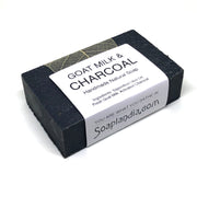 Soaplandia Soap Store Goat Milk & Charcoal Goodness Soap, Unscented Bar Soap White Smoke