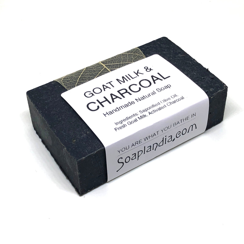 Soaplandia Soap Store Goat Milk & Charcoal Goodness Soap, Unscented Bar Soap White Smoke