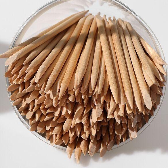 GodefroyBeauty Orange Wood Cuticle Pusher and Applicator Stick, Double Sided - 100 Pieces Applicator Stick Rosy Brown