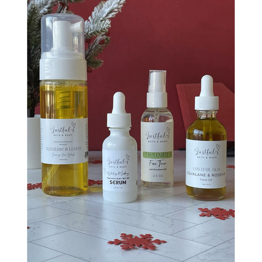 Lustful Bath, LLC LUSTFUL GLO ULTIMATE FACE CARE KIT is Facial Cleansing Kit Dark Gray Turmeric & Lemon,Willow & Oats