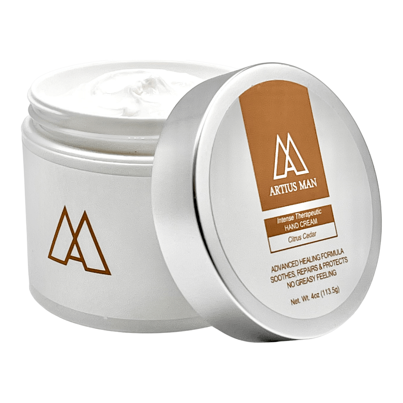 Artius Man Intense Therapeutic Hand Cream For Men - Citrus Cedar Light Gray 4oz
