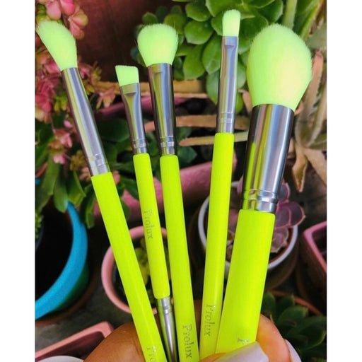 Prolux Cosmetics Deluxe 5 Piece Neon Brush Set BRUSH SET Black Neon Green,Neon Orange,Neon Pink,Neon Purple