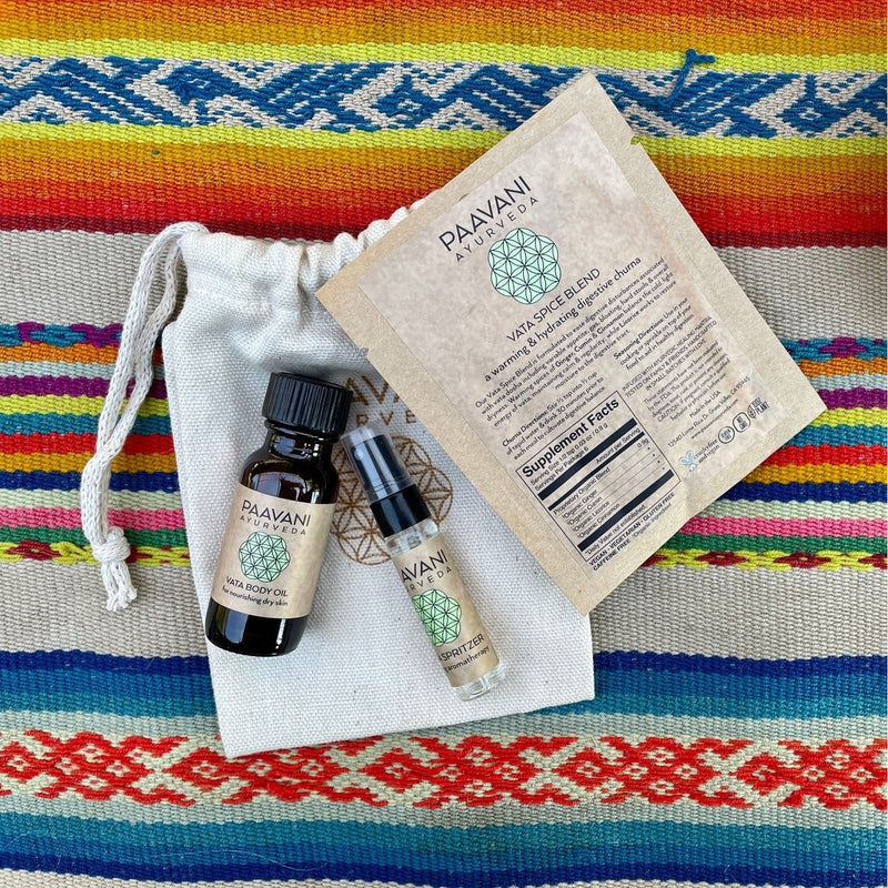 Paavani Ayurveda Fall Sampler Kit | Ayurvedic Set for Vata Season Gray