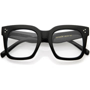 zeroUV Bold Oversize Square Horn Rimmed Flat Lens Clear Glasses D093 Sunglasses White Smoke Black / Clear