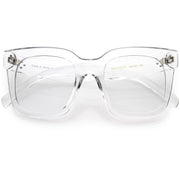 zeroUV Bold Oversize Square Horn Rimmed Flat Lens Clear Glasses D093 Sunglasses Lavender Clear / Clear