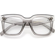 zeroUV Bold Oversize Square Horn Rimmed Flat Lens Clear Glasses D093 Sunglasses Lavender Clear-Gray / Clear