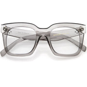 zeroUV Bold Oversize Square Horn Rimmed Flat Lens Clear Glasses D093 Sunglasses Lavender Black / Clear,Clear / Clear,Clear-Gray / Clear,Black Tortoise / Clear,Shiny Brown / Clear