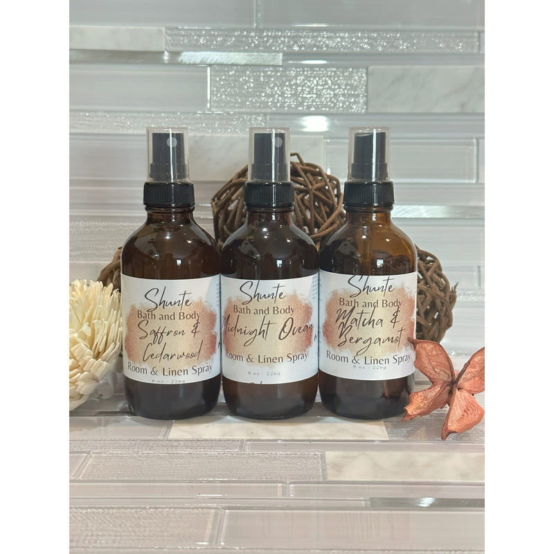 shuntebathandbody Opulent Home Elixir for Rooms & Linens Dark Gray Saffron & Cedar Wood,Midnight Ocean,Match & Bergamot,Seaside Citrus,Mai Tai,Mango Coconut