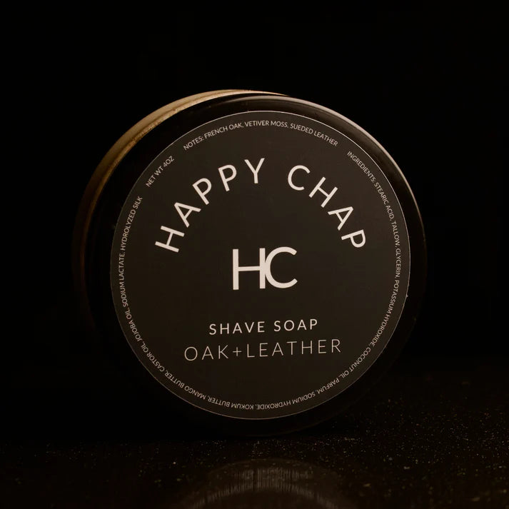 Happy Chap Happy Chap Oak + Leather Shaving Collection Shavng Set Black Shaving Soap 4oz