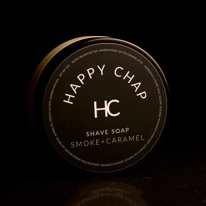 Happy Chap Happy Chap Smoke + Caramel Shaving Collection Shaving Set Black Shaving Soap 4oz