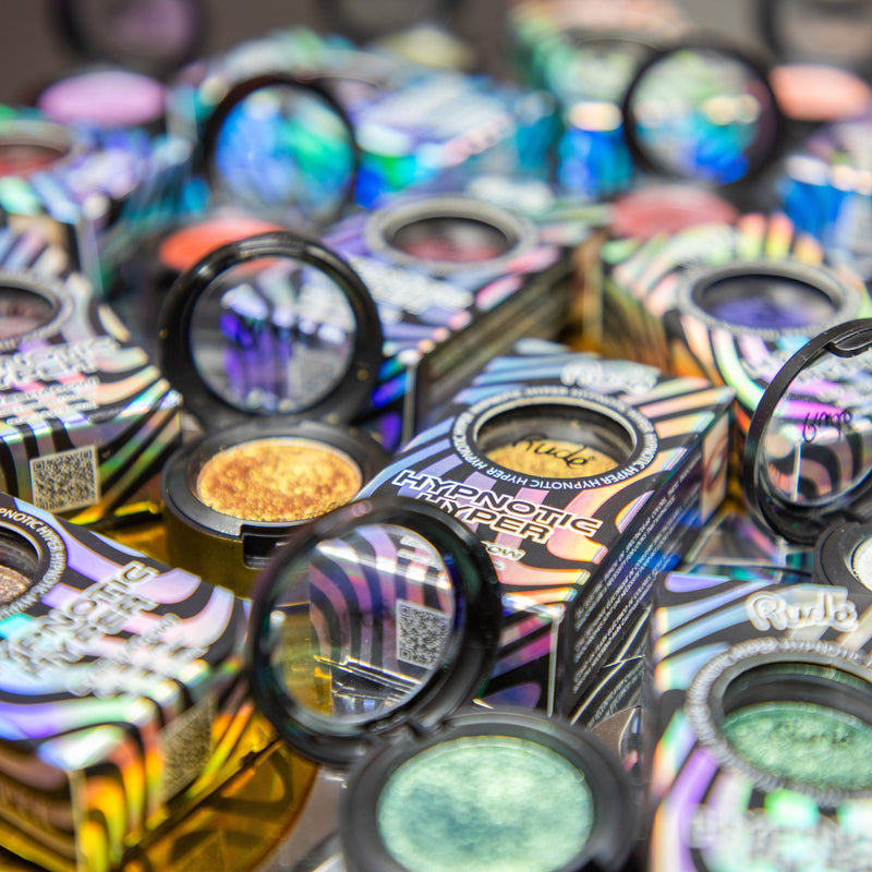 Rude Cosmetics Hypnotic Hyper Duo Chrome Eyeshadow Single Eyeshadows Dark Slate Gray Mesmer Eyes,Lucid Dream,Psychosomatic,State of Mind,Incognito,Surrealism,Disorient,Daydream,Clairvoyance,Delirium