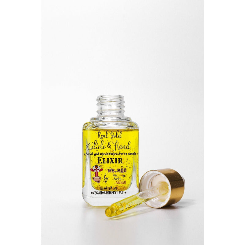 minimanimoo Ms. Moo™ 24k Gold Elixir For Hands & Cuticles Cinnamon Bun White Smoke
