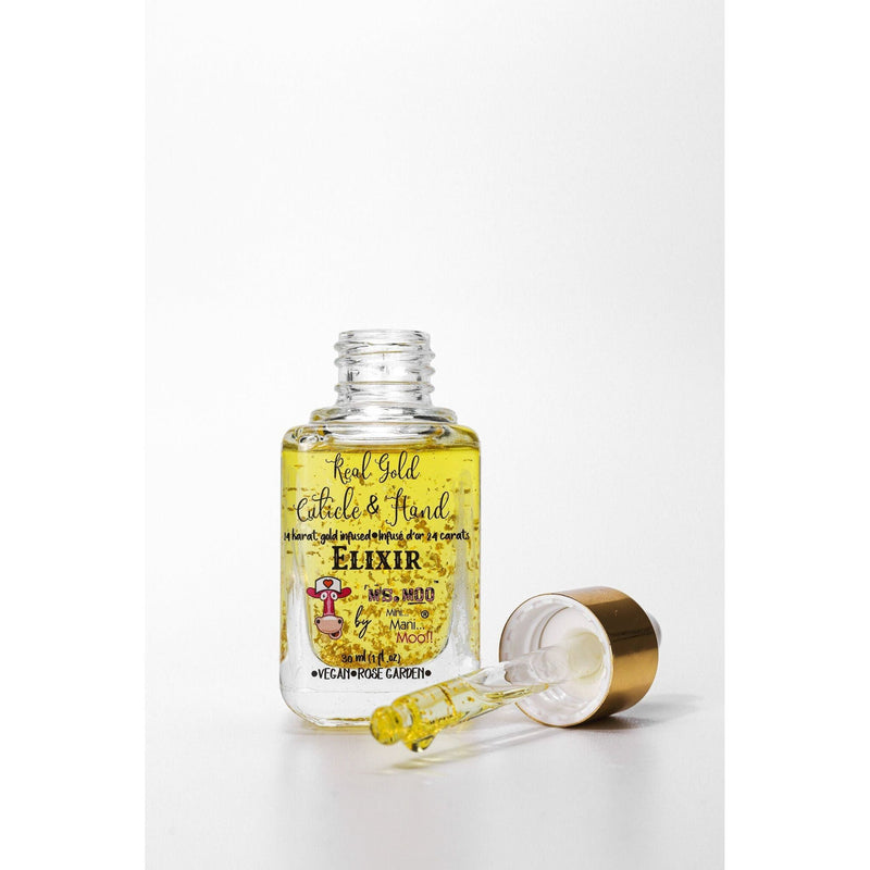 minimanimoo Ms. Moo™ 24k Gold Elixir For Hands & Cuticles Rose Garden White Smoke