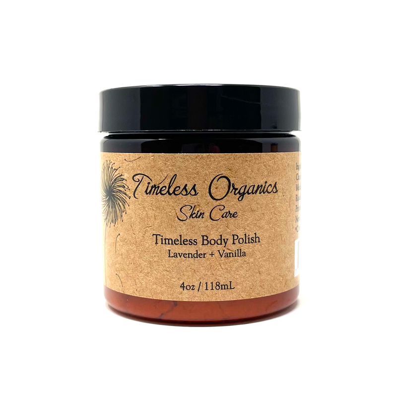 Timeless Organics Skin Care Body Polish - Lavender + Vanilla Scrub Dark Khaki