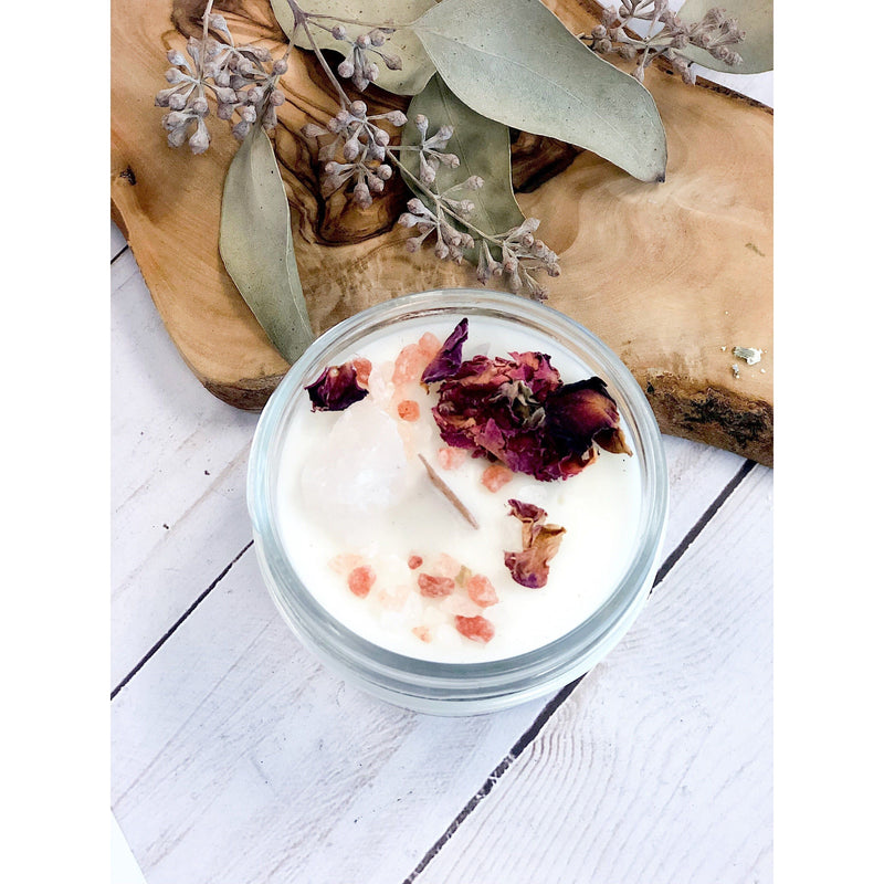 Butter Me Up Organics Love Spell / Intention Candle/ Ritual Candle / Love and Light / Rose Quartz / Crystal Candle Metaphysical Light Gray Single Candle,Full Set
