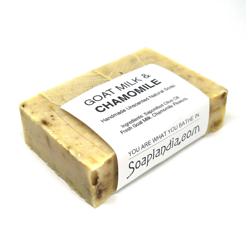 Soaplandia Soap Store Goat Milk & Olive Oil Bar Soap with Chamomile, Unscented White Smoke
