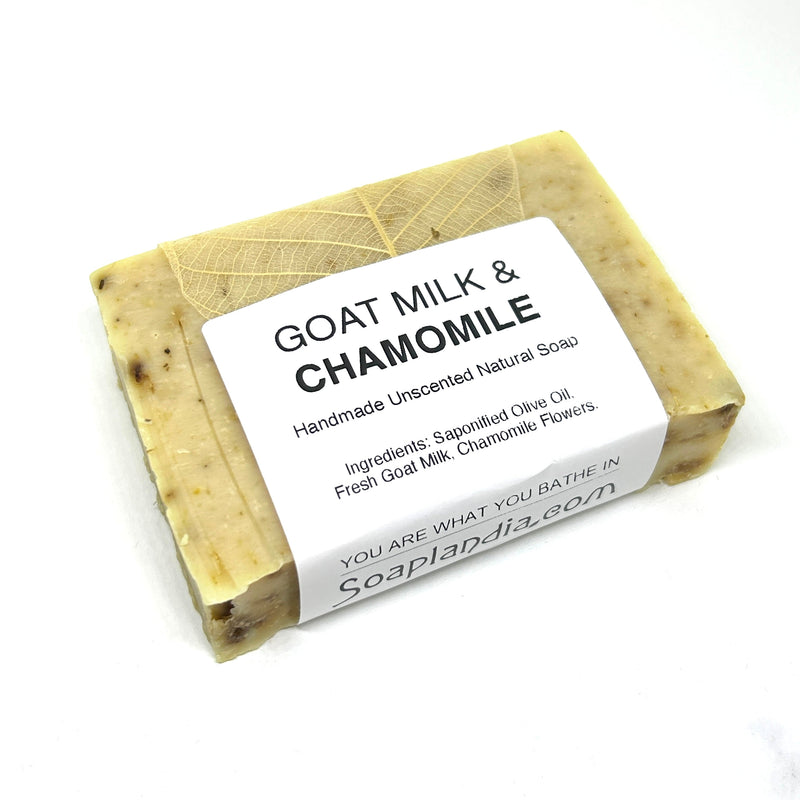 Soaplandia Soap Store Goat Milk & Olive Oil Bar Soap with Chamomile, Unscented White Smoke