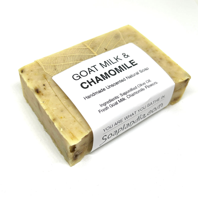 Soaplandia Soap Store Goat Milk & Olive Oil Bar Soap with Chamomile, Unscented White Smoke