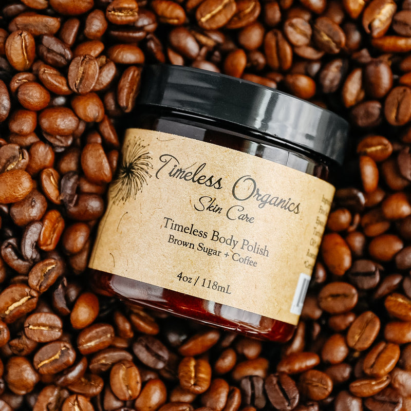 Timeless Organics Skin Care Body Polish - Coffee + Mocha Scrub Black