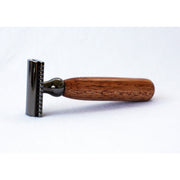 CreationsByWill Mahogany Wood Double Edge Razor Double Edge Razor White Smoke chrome,gold,gunmetal,red brass,brass