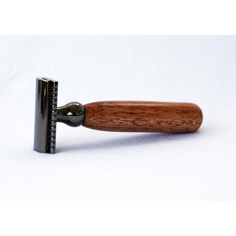 CreationsByWill Mahogany Wood Double Edge Razor Double Edge Razor White Smoke chrome,gold,gunmetal,red brass,brass