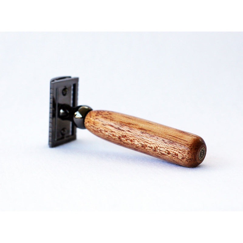 CreationsByWill Mahogany Wood Double Edge Razor Double Edge Razor White Smoke chrome,gold,gunmetal,red brass,brass