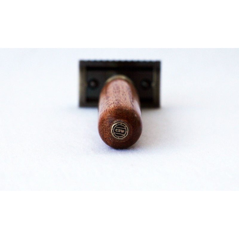 CreationsByWill Mahogany Wood Double Edge Razor Double Edge Razor White Smoke chrome,gold,gunmetal,red brass,brass