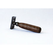 CreationsByWill Hand turned Walnut Wood Double Edge Safety Razor Double Edge Razor White Smoke Brass,Red Brass,Gold,Gunmetal,chrome