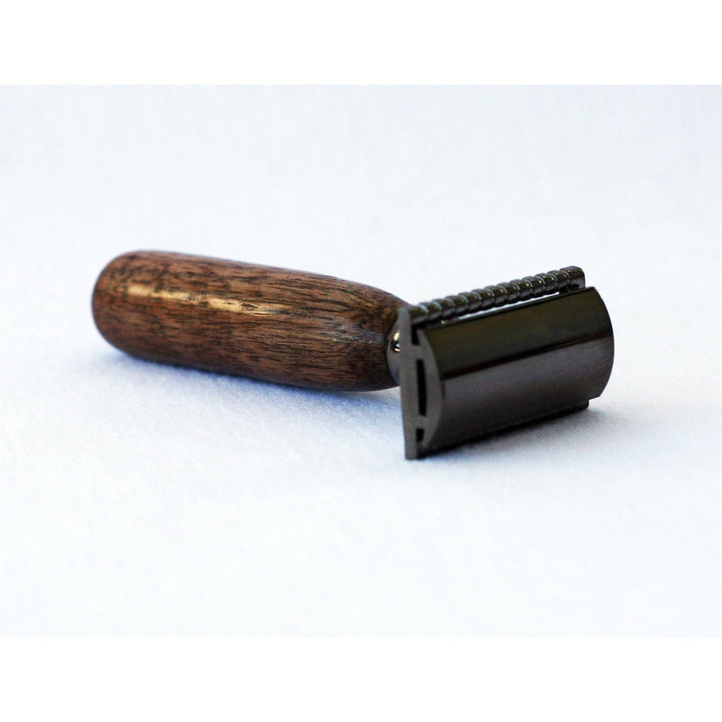 CreationsByWill Hand turned Walnut Wood Double Edge Safety Razor Double Edge Razor White Smoke Brass,Red Brass,Gold,Gunmetal,chrome