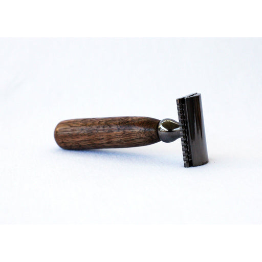 CreationsByWill Hand turned Walnut Wood Double Edge Safety Razor Double Edge Razor White Smoke Brass,Red Brass,Gold,Gunmetal,chrome