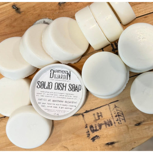 Apotheke DuJardin Solid Dish Soap | Eco Friendly | Low Waste solid dish soap Antique White 3 oz with ramekin