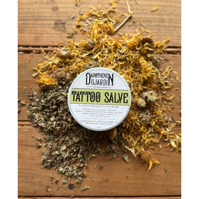 Apotheke DuJardin Tattoo Salve | New & Existing | Itchy Skin | Boo Boos salve Sienna 2 oz