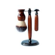 CreationsByWill Mahogany Wood Hand Crafted Shave Set with Gunmetal Safety Razor, 26mm Lather Brush, and Matching Shave Stand Shave Set Dark Slate Gray