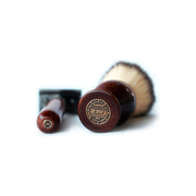 CreationsByWill Mahogany Wood Hand Crafted Shave Set with Gunmetal Safety Razor, 26mm Lather Brush, and Matching Shave Stand Shave Set Dark Slate Gray
