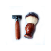CreationsByWill Mahogany Wood Hand Crafted Shave Set with Gunmetal Safety Razor, 26mm Lather Brush, and Matching Shave Stand Shave Set Dark Slate Gray