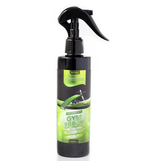 Garner's Garden Natural Gym Spray lifestyle White Smoke 1 oz + 4 oz Refill / Add Trigger Sprayer for Refill,1 oz + 4 oz Refill / No thanks,1 oz + 8 oz Refill / Add Trigger Sprayer for Refill,1 oz + 8 oz Refill / No thanks,4 oz Refill / No thanks,8 oz Refill / No thanks