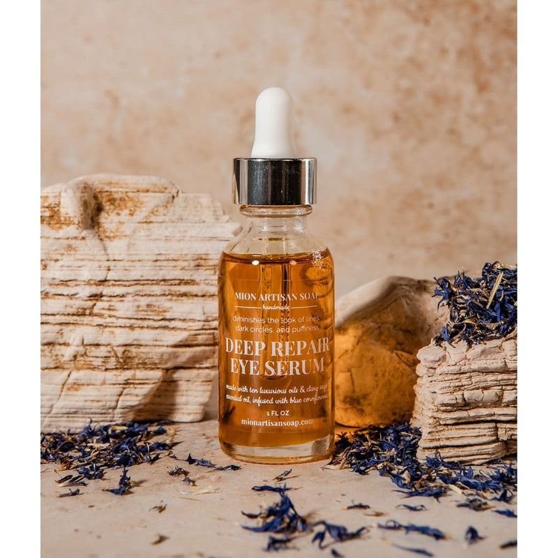 MION Artisan Soap Co. Deep Repair Eye Serum | Infused With Blue Cornflowers Gray
