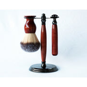 CreationsByWill Aromatic Red Cedar Wood Hand Crafted Shave Set, safety razor, 26mm lather brush and a matching shave stand. Shave Set White Smoke
