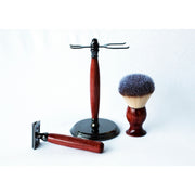 CreationsByWill Aromatic Red Cedar Wood Hand Crafted Shave Set, safety razor, 26mm lather brush and a matching shave stand. Shave Set White Smoke