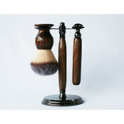 CreationsByWill Walnut Wood Hand Crafted Shave Set with Gunmetal Safety Razor Shave Set Lavender