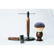 CreationsByWill Walnut Wood Hand Crafted Shave Set with Gunmetal Safety Razor Shave Set Lavender