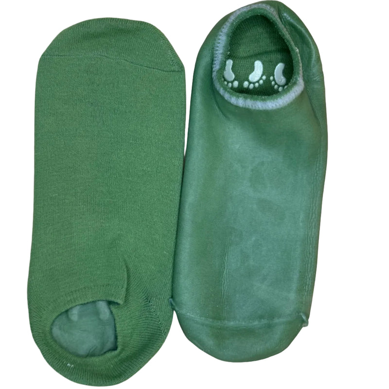By Robin Creations Terry Cloth Non-Skid & Silicone Gel Moisturizing Socks for Cracked Heels & Feet Silicone Moisturizing Gloves Sea Green 1 Pair,4 Pairs